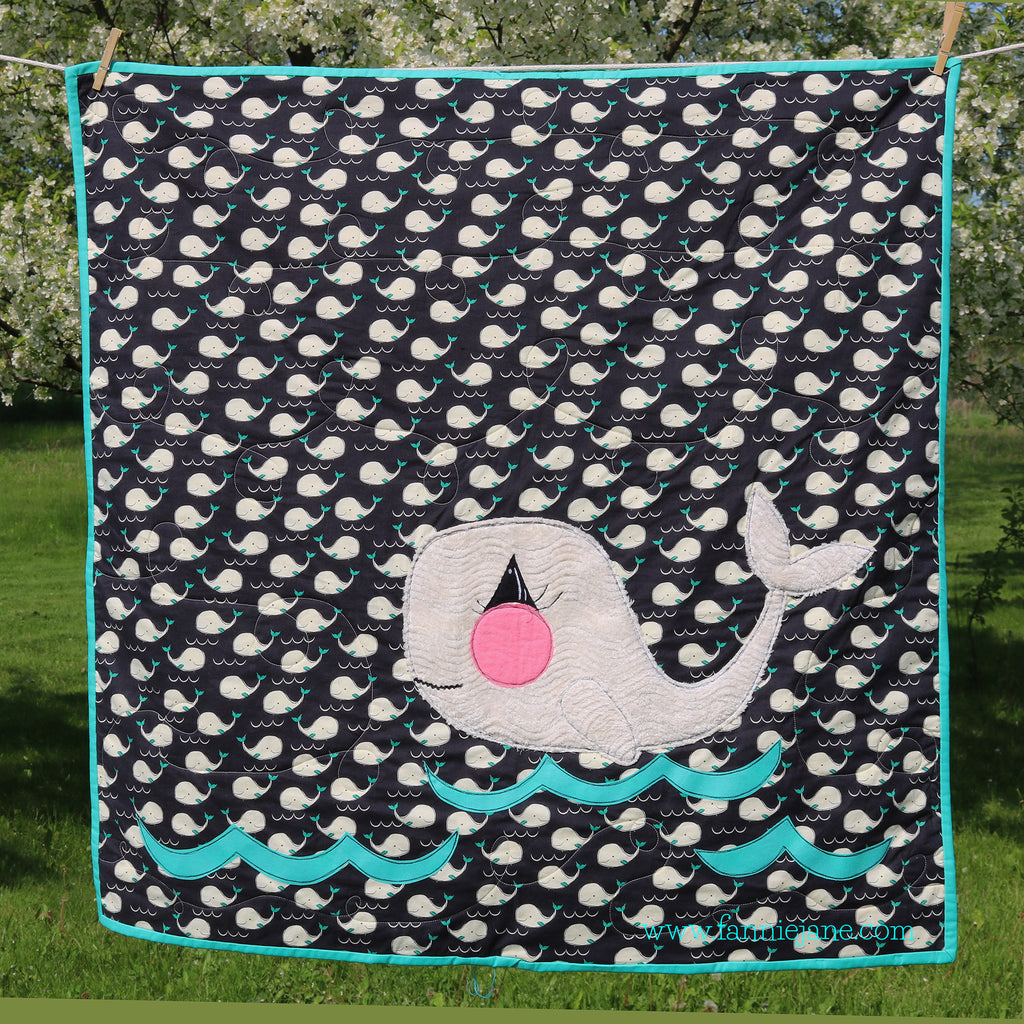 handmade baby whale quilt