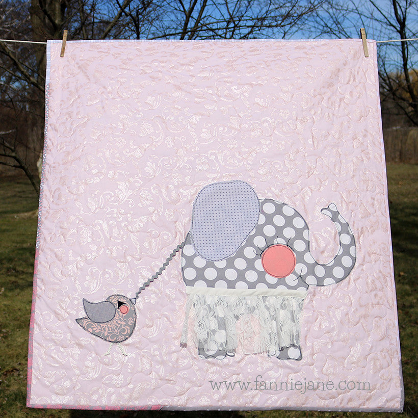 handmade baby quilt/wallhanging elephant with tutu