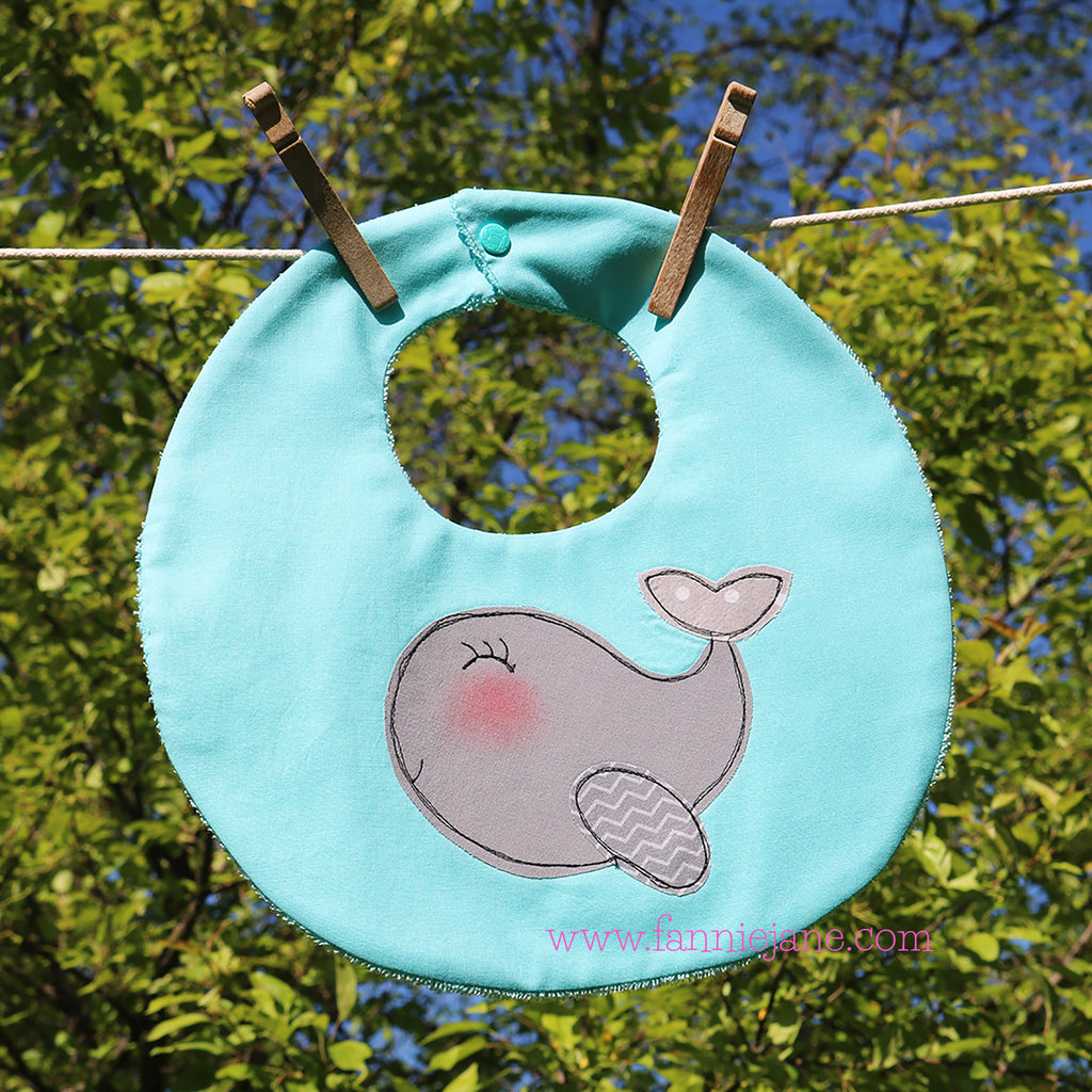 Handmade baby whale bib