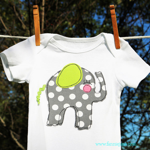 handmade baby elephant onesie/snap bottom t-shirt