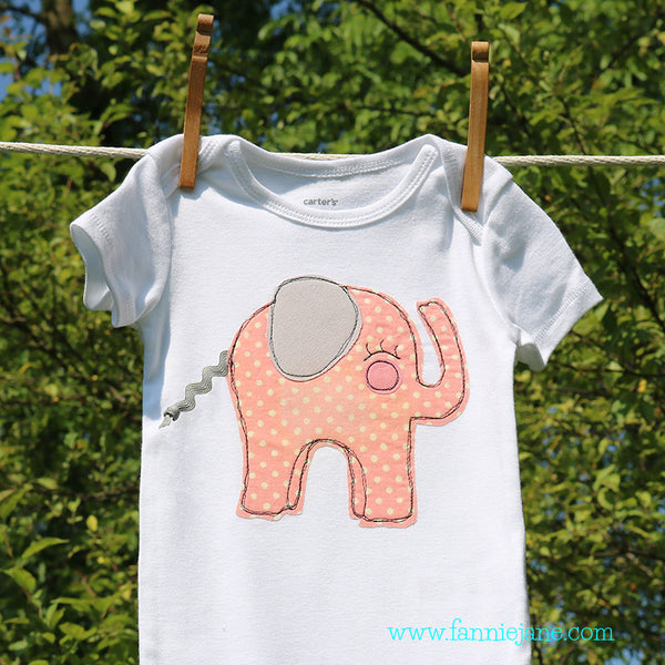 handmade baby elephant onesie/ snap bottom t-shirt for girls