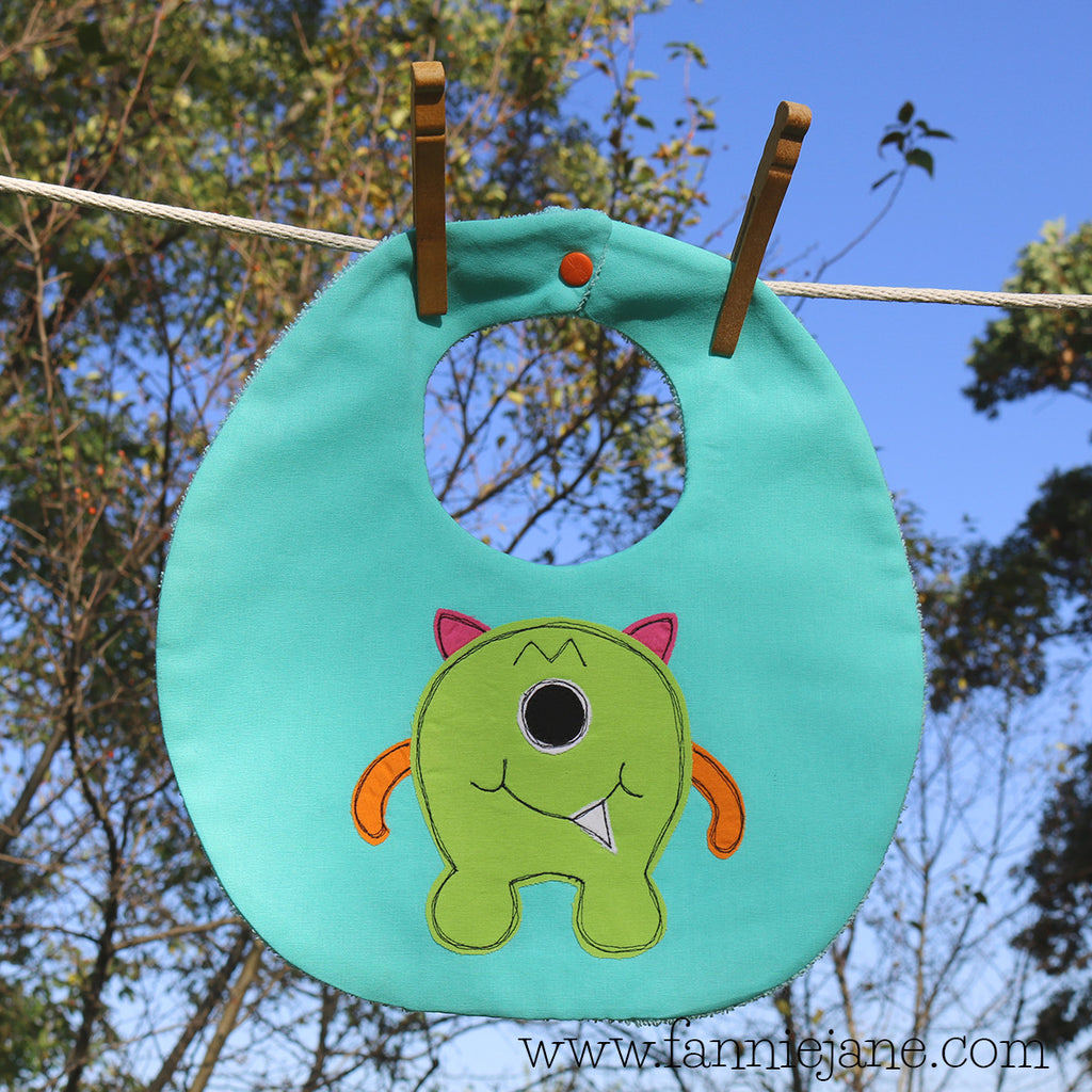 Handmade monster boy bib